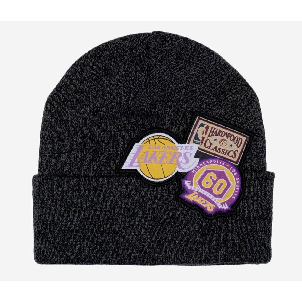 Mitchell & Ness Los‎ Angeles Lakers NBA 60th Anniversary Cuffed Beanie Hat Gray